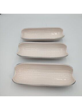 3 Vintage Pfaltzgraff Village 8 1/2" Corn on the Cob Dishes Ceramic